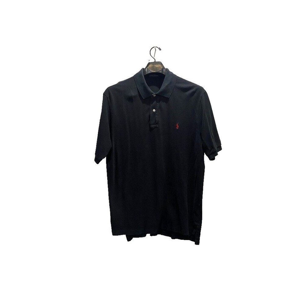 Polo Ralph Lauren Men's  Polo Shirt Black Red Horse Cotton Short Sleeve XLT